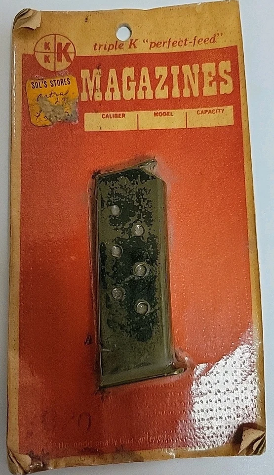 Cargador Vintage Triple K Astra Cub .25 ACP 6ª Azul NUEVO EN PAQUETE Foto 1 de 1