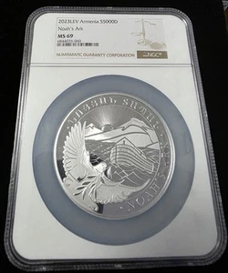 Armenia 2023 LEV 10 oz Silver 5000 Dram Noah's Ark MS69 NGC SLAB - Picture 1 of 2