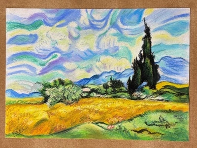 Papel Vincent Van Gogh (hecho a mano) mezclado dibujo firmado y estampado Foto 1 de 4