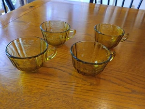 Federal Vintage Madrid Amber Yellow Depression Glass Cup Set Of 4 - Picture 1 of 4