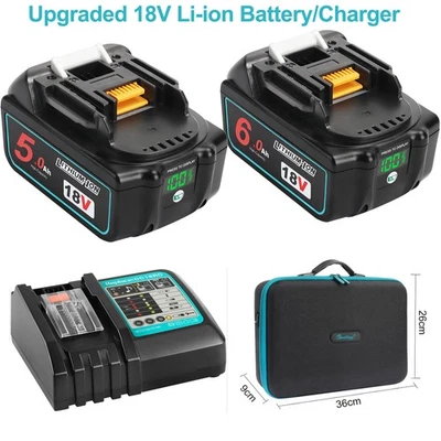 WAITLEY NEW 18V 5.0Ah 6.0Ah Li-ion Battery Charger Case for Makita BL1830 BL1850 BL1860