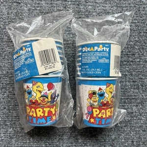 Juego de 2 tazas de papel pequeñas Jim Henson de colección con etiquetas Sesame Street Party Time - Imagen 1 de 6