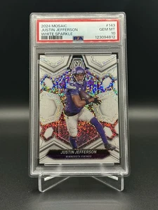 Mosaico Panini 2024 Justin Jefferson White Sparkle Prizm #143 PSA 10 *POP 3* - Imagen 1 de 2