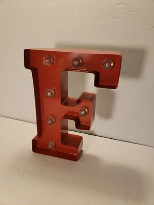 F Alphabet LED Letter Sign Red Metal English Letters Standing Hanging Lights 10" - Image 1 of 4