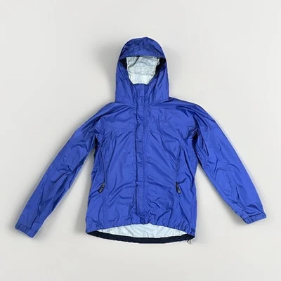 Jaqueta corta-vento feminina Marmot náilon com capuz chuva tamanho pequeno casaco azul - Imagem 1 de 4