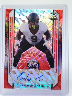 CARLOS BASHAM JR. 2021 LEAF METAL DRAFT ROOKIE XRC RED LAVA RC 5/5 Q5159 - Image 1 of 2