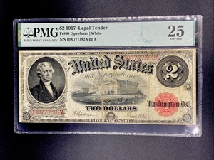 1917 $2 Legal Tender Two Dollars Fr. 60 Very Fine PMG 25 - Picture 1 of 2