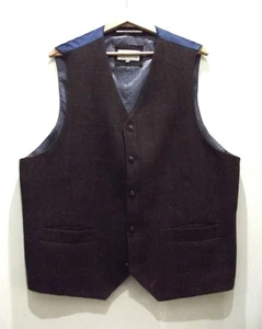 Vintage Racing Green Men's waistcoat Formal Smart Casual Brwn Check 48R-48"Chest - Picture 1 of 14