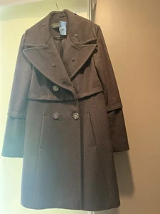Elie Tahari taupe Double Breasted 100% Wool Pea Coat, Size 6 - Picture 1 of 6