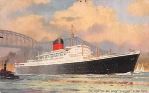 RMS SAXONIA NEW CUNARD LINE OCEAN LINER POSTCARD c.1920'S B 756 C E TURNER - Picture 1 of 2