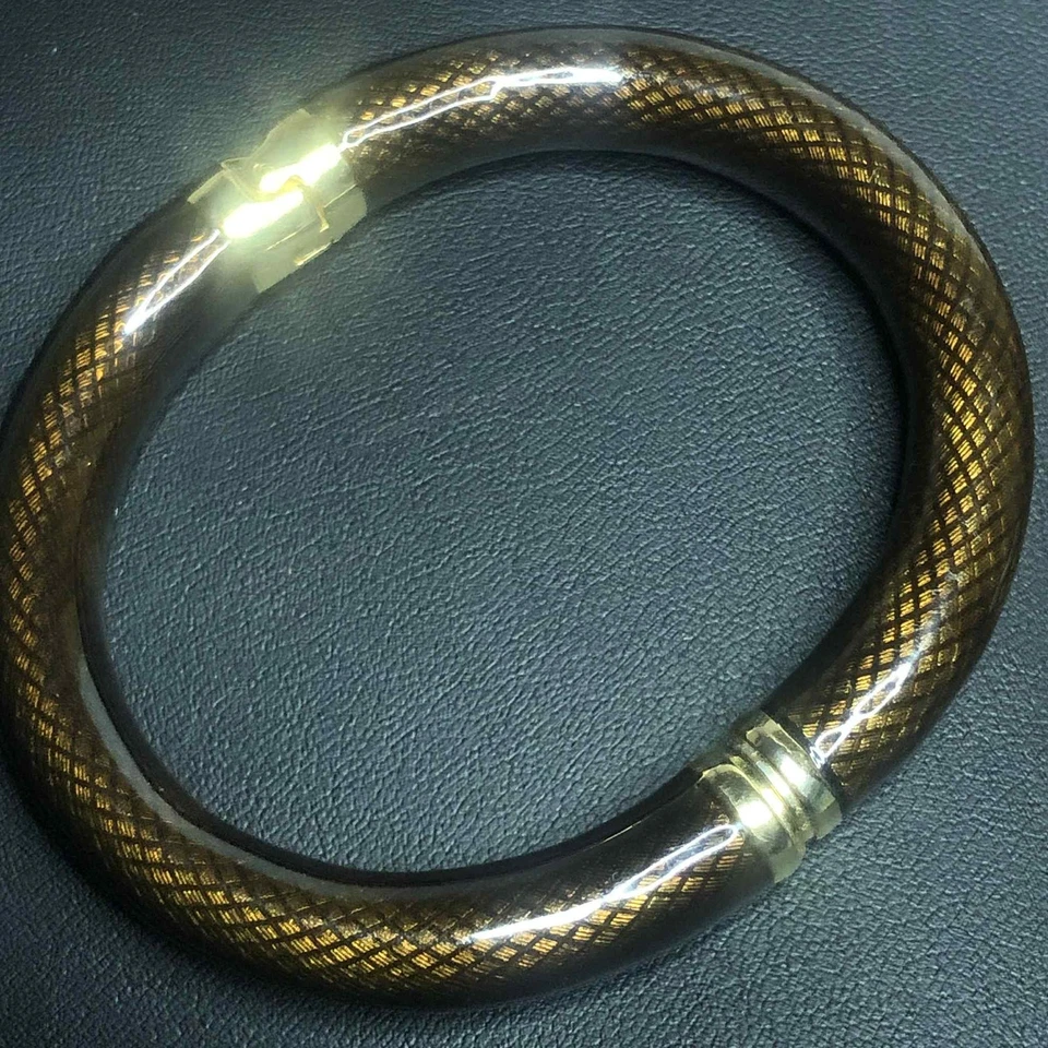 Brazalete Brazalete 7627 Erwin Perla Piel de Serpiente Chapado en Oro Amarillo 22kt MARRÓN 6.75" Foto 1 de 3