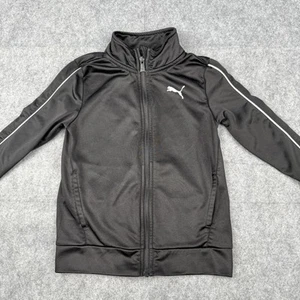 Puma Boys Youth Track Jacket Black White Full Zip Logo Size 6 - Picture 1 of 6