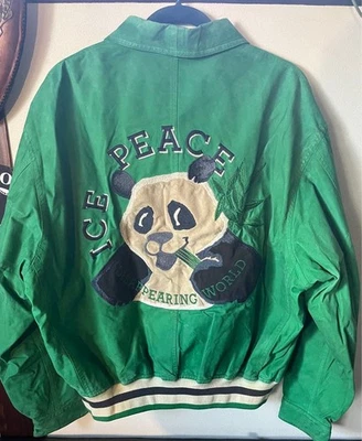 Chaqueta Iceberg Panda de Cuero Años 90 XL Verde NUBUCK Italia 91 VIN Foto 1 de 4