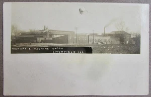 FOTO REAL DE TALLERES DE MÁQUINAS DE FUNDICIÓN LITCHFIELD ILLINOIS 1910 SIN PUBLICAR - Imagen 1 de 2