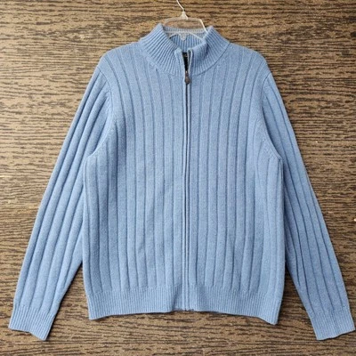 Brooks Brothers 3 Ply Italian 100% Cashmere full Zip Sweater Men's Medium Blue - Image 1 of 4