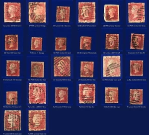 1865 SG43 1d rote Platte 98 GU - gebrauchte Positionen AL-TL Auswahl 26 kbkh - Bild 1 von 45