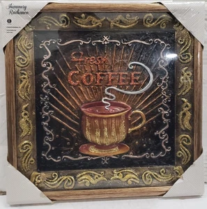Plastic 3 D Wall Picture Frame with Glass, approx. 14"x14", FRESH HOT COFFEE - Picture 1 of 11