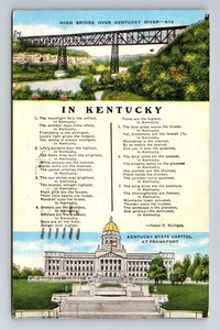 Frankfort KY-Kentucky, High Bridge, State Capitol, Poem, c1949 Vintage Postcard - Picture 1 of 2