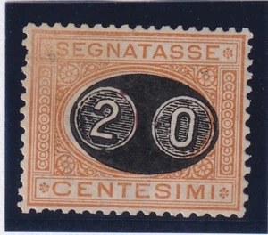 SEGNATASSE MASCHERINE 1870 ocra e carminio CON SOVRASTAMPA OBLIQUA CERT. AVANZO - Foto 1 di 3