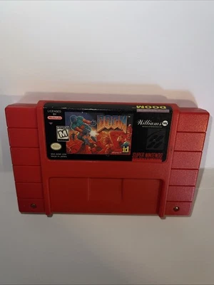 DOOM (Super Nintendo, 1995) – Red Cartridge – Tested SNES Game - Image 1 of 4