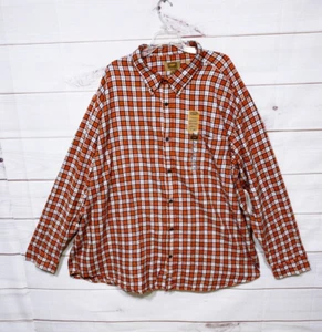 The Foundry Supply Co Mens Flannel Shirt Size 4XL Orange Plaid Classic Fit - Picture 1 of 7