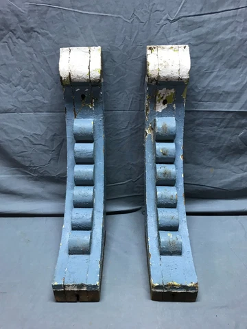 Pair Shabby Slate Gray Wood Gingerbread Porch Brackets VTG Corbels Old 1107-23B Cover