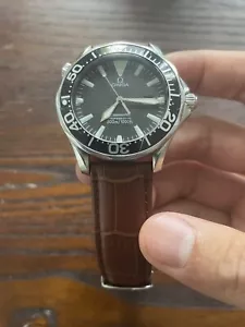 Omega Seamaster 20mm Brown Brown Sewn Leather Watch Strap -Band+Pins+Buckle ONLY - Picture 1 of 6