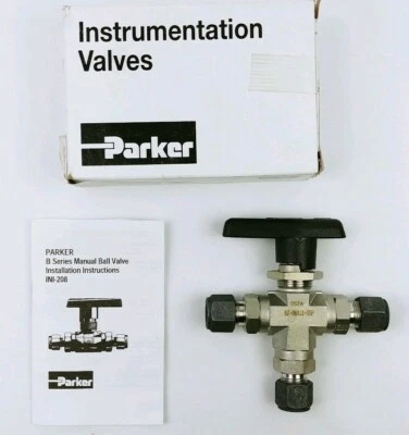 PARKER B-Series 6Z-B6XJ2-SSP Stainless Manual 3-Way Ball Valve 3/8", Made In USA - Image 1 of 4
