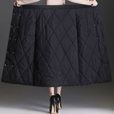 New Lady Thick Cotton Long Skirt Quilted Padded A-Line Outdoor Winter Warm Dress