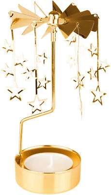 Teelichthalter Weihnachten Sterne Metallpyramide Tischkarussel 6,5 x 13,5cm - Bild 1 von 4