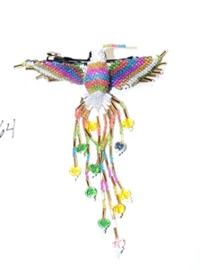 Fancy Fringe Beaded Hummingbird Barrette 4" w/ French Clip closure #64 - Picture 1 of 3