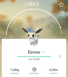 NEW Shiny & Non Shiny Moon Crown Eevee Pokémon Go - Afbeelding 1 van 3
