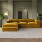 Large Mustard Velvet Reversible 4-seater Corner Sofa - Hudson Hsn005