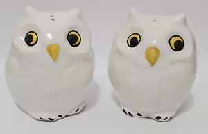 Raro shaker sale e pepe ceramica gufi bianchi paffuti vintage occhi/becco giallo - Foto 1 di 6