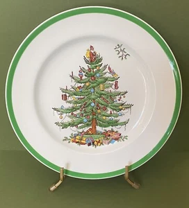 Copeland Spode England Christmas Tree Pattern 10.5” Dinner Plate Green BackStamp - Picture 1 of 7
