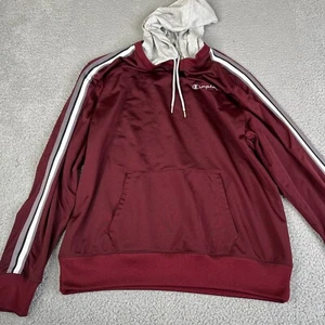 Champion Sweatshirt Mens Large Burgundy Fleece Hoodie Pullover Sweater - Picture 1 of 13