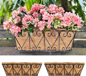 Wall Planters (2 Pack, 16 Inch) Window Flower Boxes Outdoor, Deck Railing Hangin - Picture 1 of 9