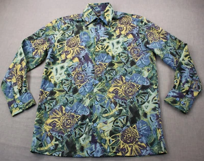 Stacy Adams Rare Mens Blue Green Columbia Jungle Fever LS Button Shirt NEW M - Image 1 of 4