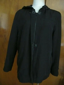Larry Levine Juniors Black Lined Spring Hooded Coat Jacket Large - Picture 1 of 12