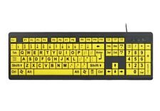 Large Print English Keyboard Large Black Letters on Yellow USB Wired Connection