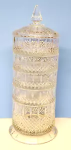 Vintage Indiana Glas Stapelbar Süßigkeiten Schale & Deckel Prinzessin Muster - Bild 1 von 16