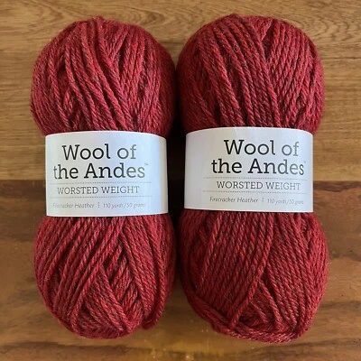 (2) Knit Picks Wool of the Andes Yarn Firecracker Heather Red, 50 grams - Image 1 of 4