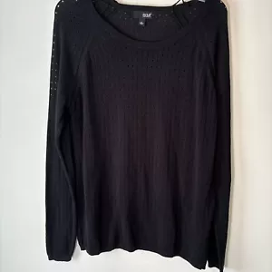 ANA A New Approach Sweater Womens Large Black Open Net Whimsigoth 441 - Picture 1 of 8