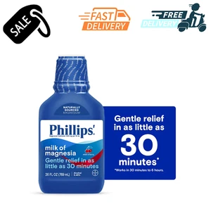 Phillips Milk Of Magnesia Liquid Magnesium Laxative, Wild Cherry .Select Flavour - Picture 1 of 7