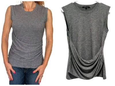 Suéter Top Derek Lam New York SASHA Gris Sin Mangas Cachemira Seda Acanalado M Foto 1 de 4