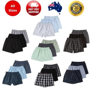 Mens Boxer Shorts Woven Check Loose Breathable Boxers Underwear (3 Pack) NEW AUS - Picture 1 of 16