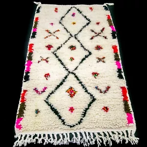 Small Colorful Moroccan Rug, Handmade wool Pink for Entryway Bathroom Nursery - Picture 1 of 9