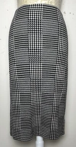 Ralph Lauren 2X Plus Houndstooth Merino Wool Knit Skirt Black White Extra Fine - Picture 1 of 7