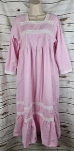 The 1 for U Pink Ruffle 100% Cotton Nightgown S Cottage Lace Pintucks Victorian - Picture 1 of 9