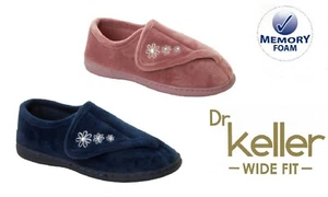 LADIES DR KELLER DIABETIC ORTHOPAEDIC WIDE FIT ADJUSTABLE SLIPPERS UK SIZE 4-8 - Picture 1 of 3